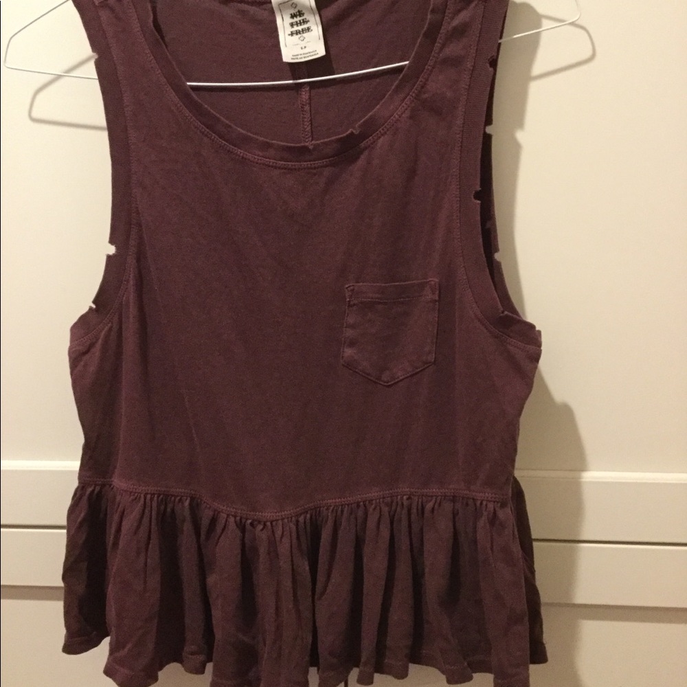Free People Distressed Peplum Tank - Picture 1 of 3